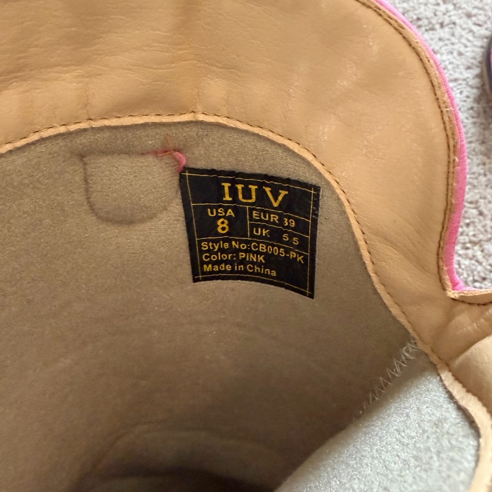 IUV Women’s Pink Embroidered Western Cowboy Boots Size 8 - Picture 8 of 8